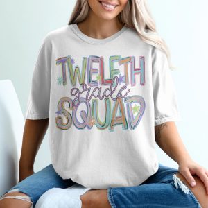 Twelfth Grade Squad T-Shirt, Senior Year Tee, Class of 2025 Shirt, Colorful School Shirt, Graduation Gift, High School Student Tee