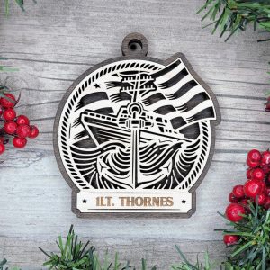 Custom Military Ornament, Personalized Armed Forces Gift, Patriotic Christmas Decor, Bald Eagle American Flag Ornament, Military Family