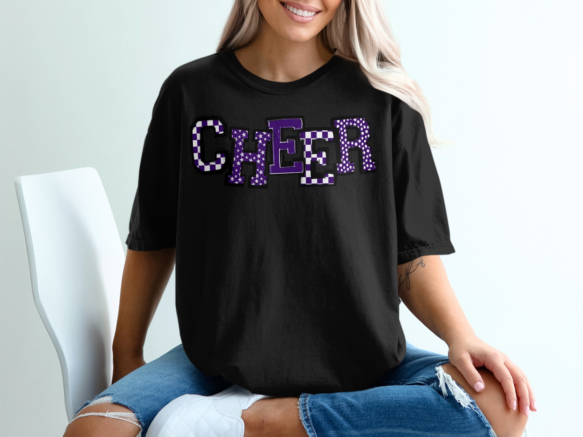 Cheer T-Shirt, Spirit Wear, Purple Cheerleader Tee, Game Day Outfit, Cheerleading Gift, Sports Fan T Shirt, Purple TShirt, Cheerleading - Image 2