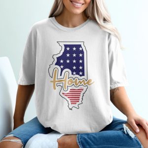 Illinois Home T-Shirt, USA Flag, Patriotic Shirt, Illinois Pride Tee, State Love Gift, American Souvenir, IL Home Shirt
