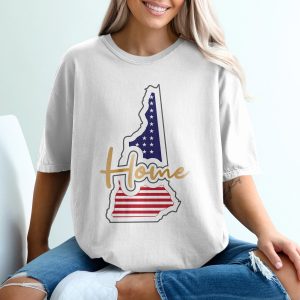 New Hampshire Home T-Shirt, American Flag Shirt, NH State Pride, Gift for New Hampshirite, Patriotic Apparel, New England Souvenir
