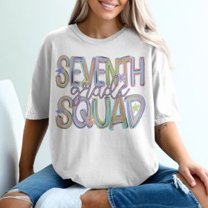 Seventh Grade Squad T Shirt, Colorful Back to School Tee, Teacher Student Matching Shirt, 7th Grade Group T-Shirt, Cute School T-Shirt