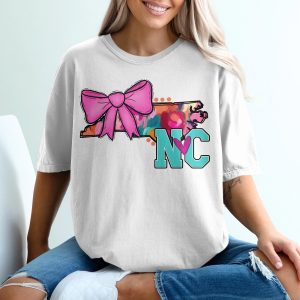 NC T-Shirt, North Carolina T-Shirt, State Pride Shirt, Bow T-Shirt, Heart NC Shirt, Colorful NC Shirt, Southern Pride Shirt, Gift T-Shirt