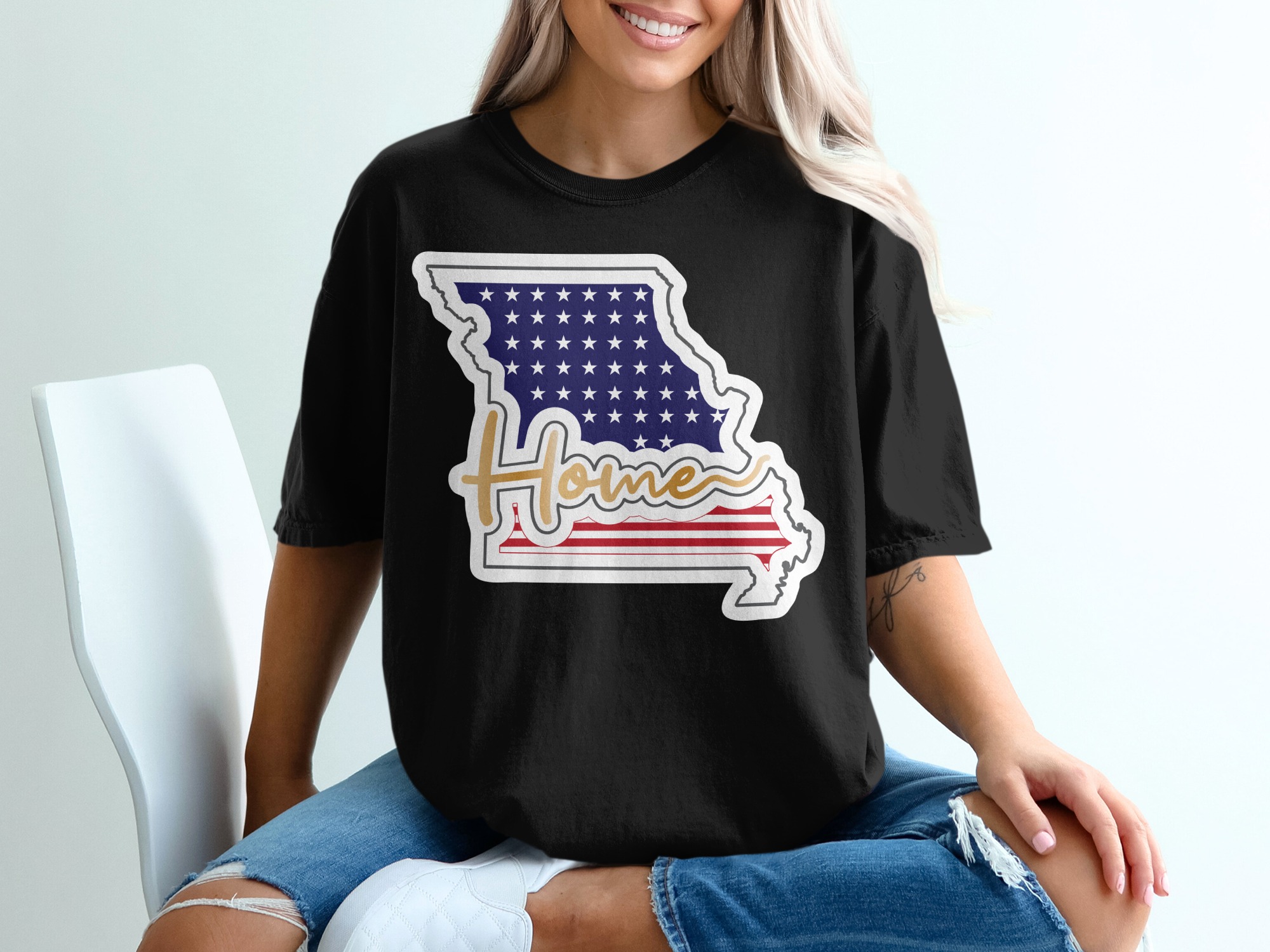 Missouri Home T-Shirt, Patriotic Design, USA Flag, State Pride, Gift Idea, Show Your Love - Image 2