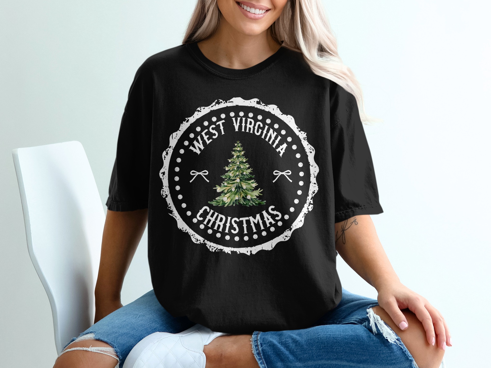 West Virginia Christmas T-Shirt, Holiday Tee, WV Christmas Tree, State Pride, Christmas Gift, Mountain State TShirt
