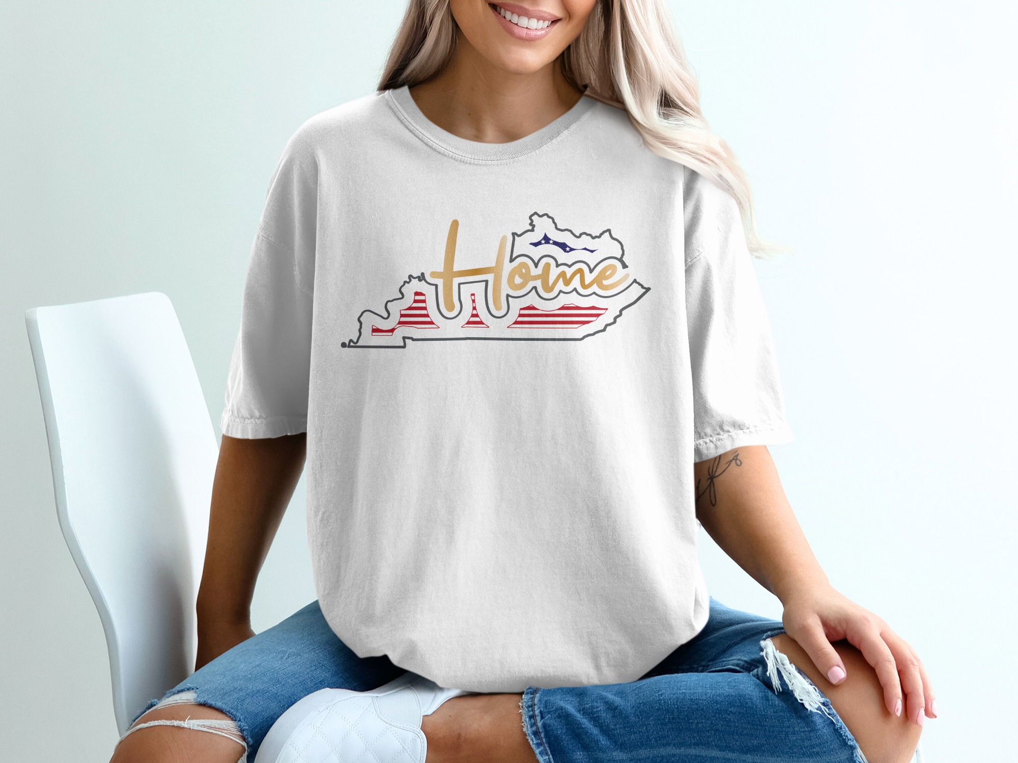 Kentucky Home T-Shirt, State Pride Tee, American Flag Shirt, Souvenir Top, Kentucky Gift Idea, USA Map Shirt, Hometown Apparel