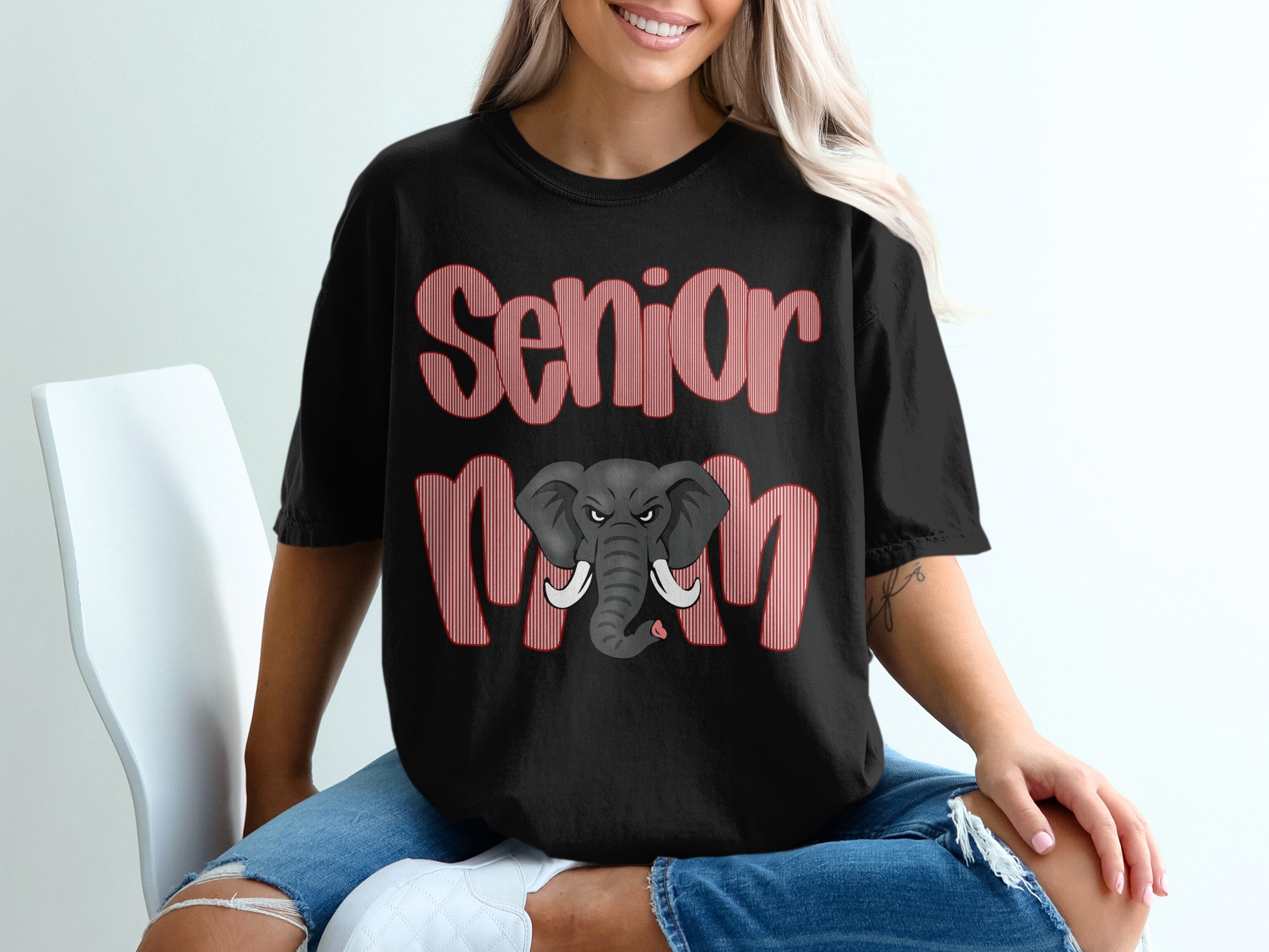 Senior Mom T-Shirt, Elephant T-Shirt, Mom Life Shirt, Graphic Tee, Cute Mom Shirt, Gift for Mom, Senior Year Shirt, Mom T-Shirt Design - Image 2