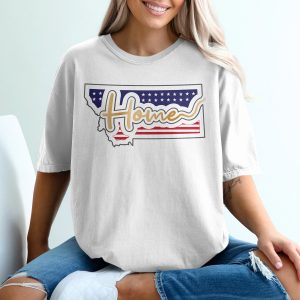 Montana Home T-Shirt, American Flag Design, State Pride Shirt, USA Patriotic T-Shirt, Montana Souvenir, Gift for Montana Native