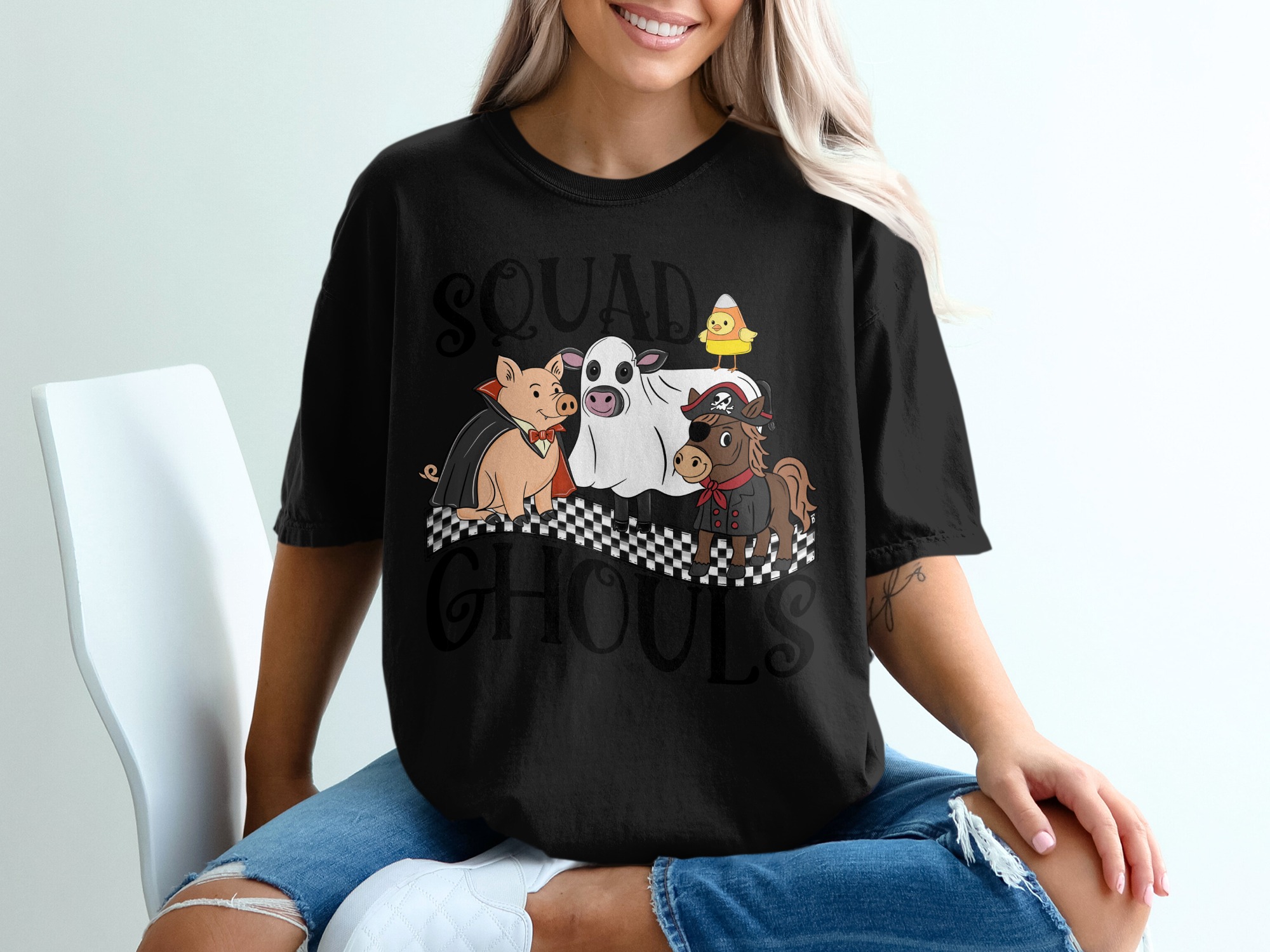 Halloween Squad Ghouls T-Shirt, Cute Animals, Halloween Costume Shirt, Funny Halloween Shirt, Party Tee, Spooky Season Shirt - Image 2