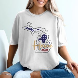 Michigan Home T-Shirt, USA Pride Tee, State Love, American Flag Design, Michigan Souvenir, Patriotic Gift, Home State Shirt