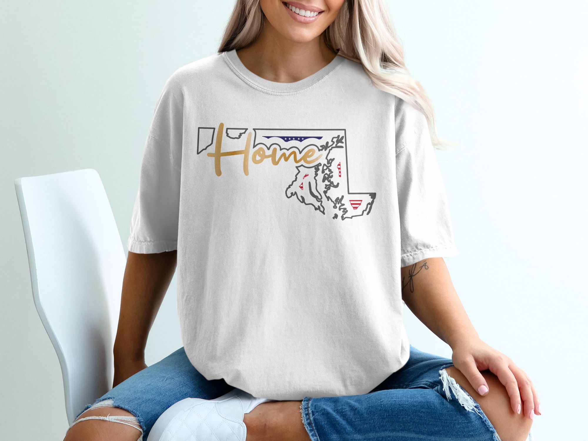Maryland Home T-Shirt, MD State Pride Tee, Hometown Apparel, USA Map Shirt, Maryland Souvenir, American Pride Clothing, Maryland Gift Idea