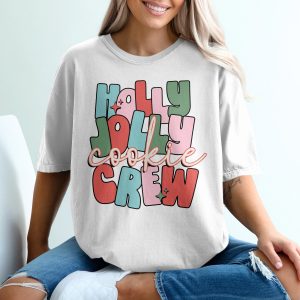 Holly Jolly Cookie Crew T-Shirt, Retro Christmas Tee, Holiday Baking Shirt, Funny Xmas Gift, Cookie Lover T-Shirt, Trendy Graphic Tee