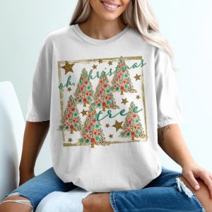 Oh Christmas Tree T-Shirt, Floral Christmas Shirt, Leopard Christmas Tree, Festive T Shirt, Holiday T-Shirt, Christmas Tee