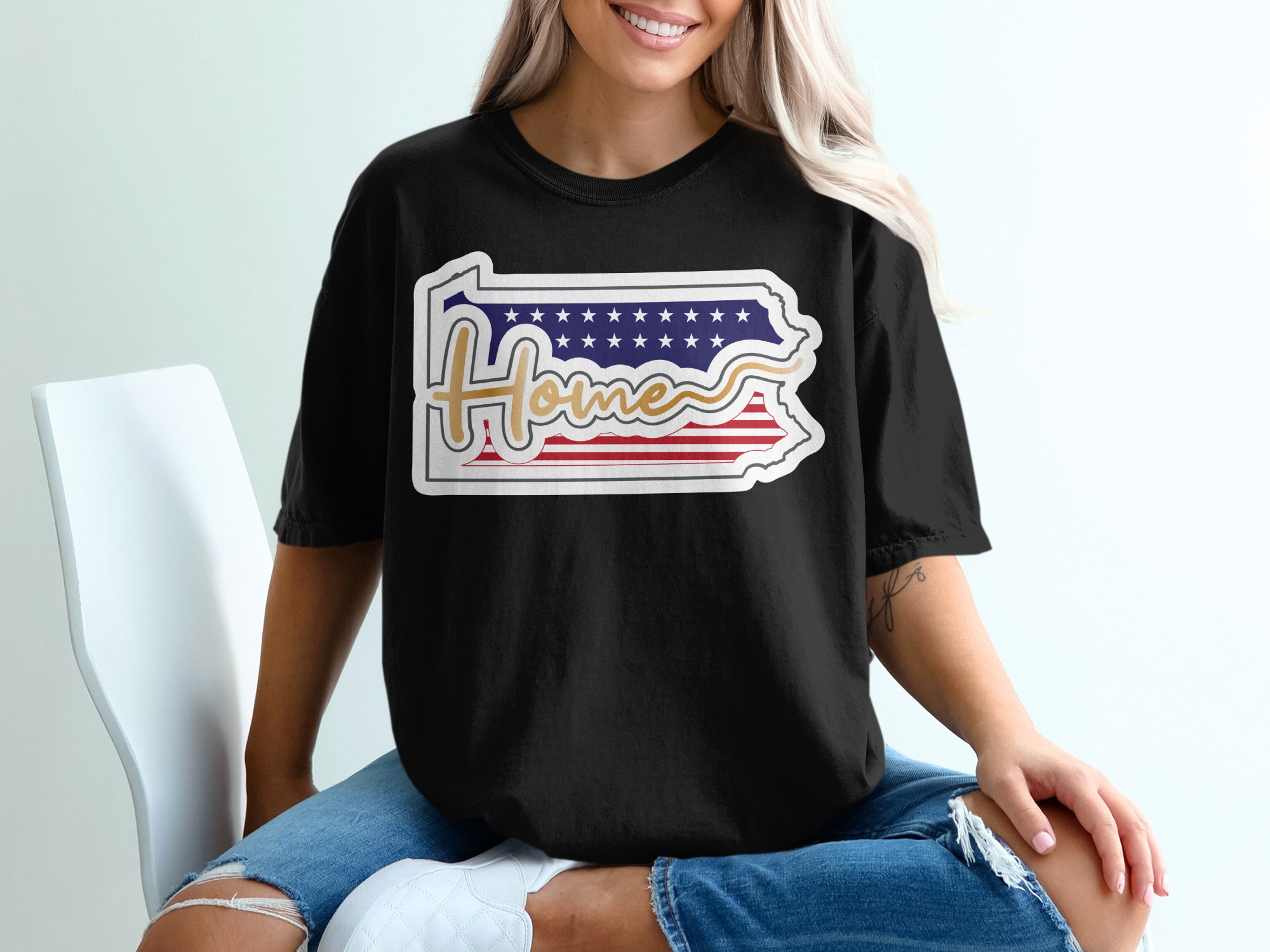 Pennsylvania Home T-Shirt, State Pride, American Flag, USA Patriotic Tee, Keystone State Gift, Home State Shirt, Stars and Stripes - Image 2