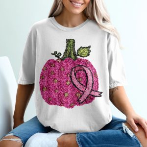 Pink Pumpkin Ribbon T-Shirt, Breast Cancer Awareness, Fall T Shirt, Autumn T Shirt, Thanksgiving Shirt, Holiday T Shirt, Gift for Her