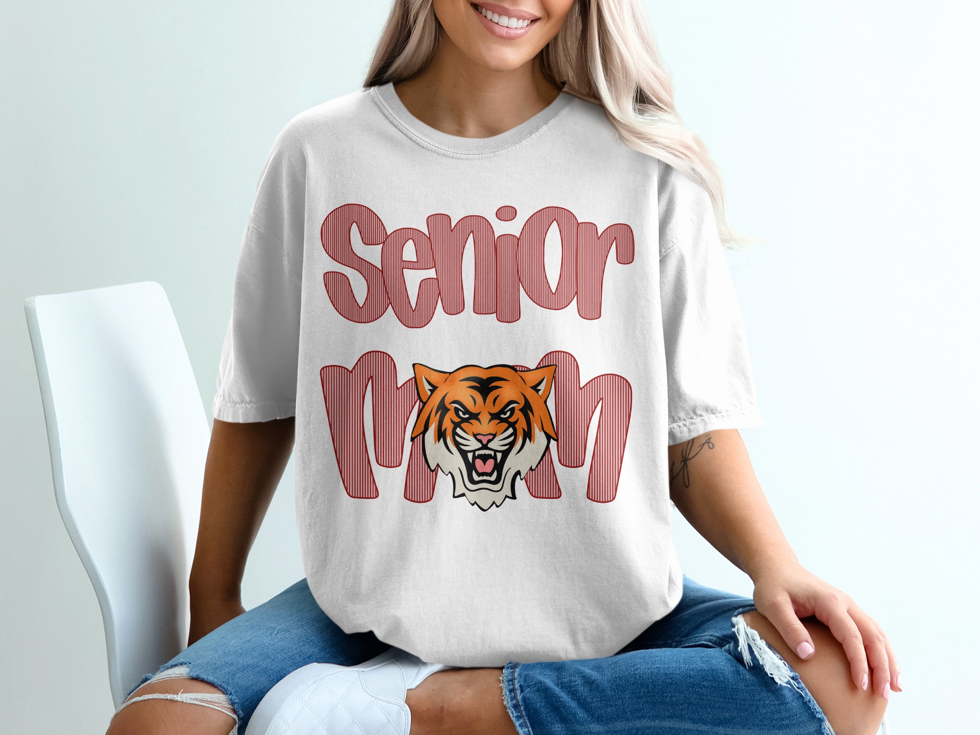 Senior Mom T Shirt, Tiger Mascot Tee, Class of 2024, Graduation Gift for Mom, Proud Senior Mama Shirt, College Mascot Shirt