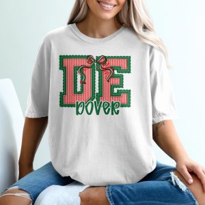 PERSONALIZED DE Dover T-Shirt, Christmas Present Gift Box Design, Holiday Lettering Tee Shirt, Custom Initials Top