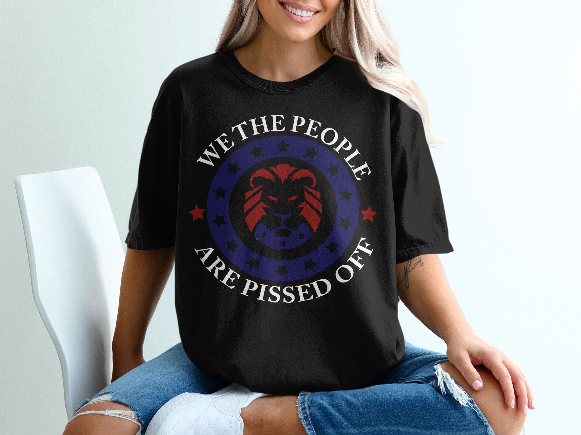 We The People Patriotic Lion T-Shirt, USA Pride, American Flag Colors, Patriotic Gift, Political Tee, Lion Head T-Shirt, USA T-Shirt - Image 2