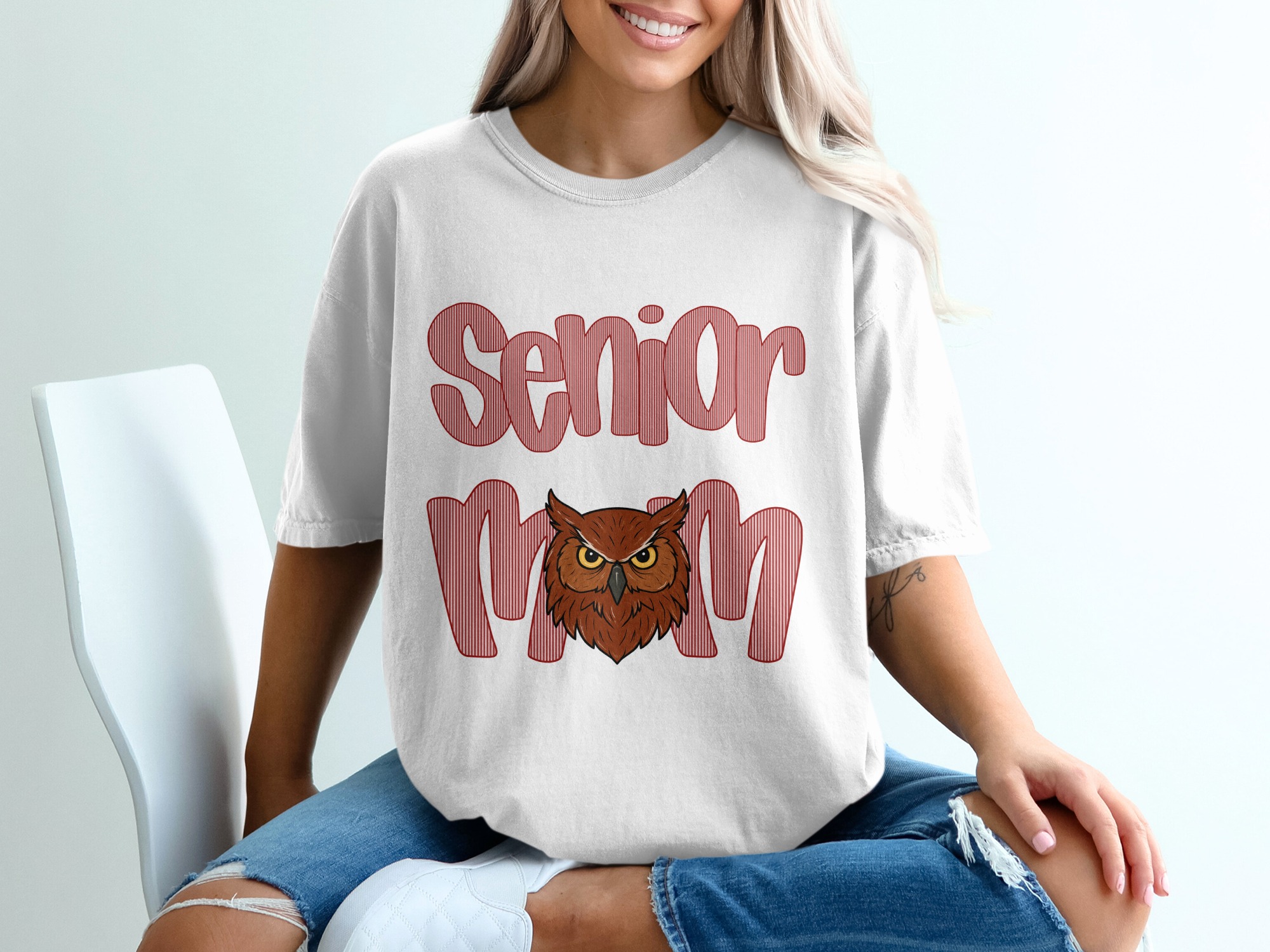 Senior Mom Owl T-Shirt, Graduation Gift, Proud Mom Tee, Class of 2024 Shirt, Owl Lover Gift, College Send Off Shirt