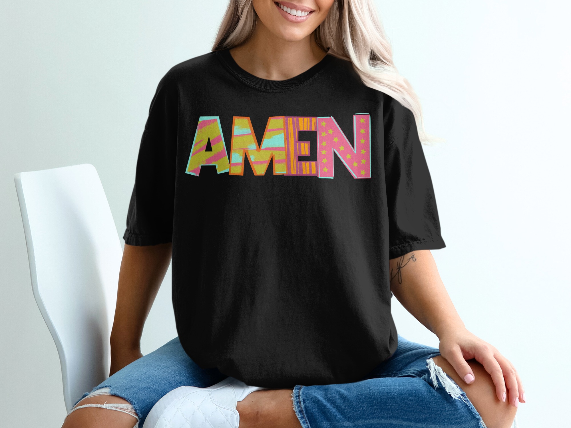 Amen T-Shirt, Colorful Graphic Tee, Faith Based, Christian Apparel, Religious Gift, Trendy T Shirt, Inspirational Clothing - Image 2