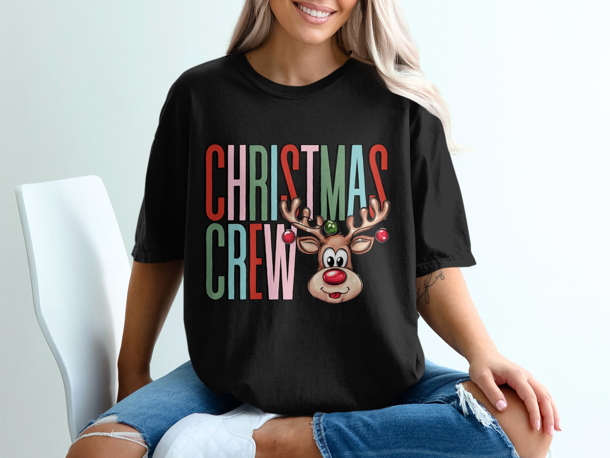 Christmas Crew T-Shirt, Reindeer Shirt, Holiday Tee, Family Matching Shirts, Christmas Party Top, Festive Outfit, Cute Xmas Gift Idea - Image 2