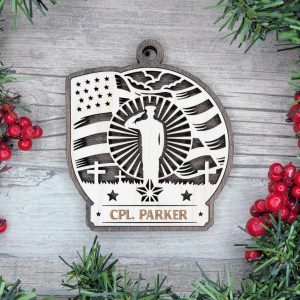 Custom Armed Forces Ornament, Military Ornament, Personalized Soldier Gift, Patriotic Decor, Memorial Ornament, Military Family Gift
