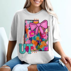 UT Floral T-Shirt, Tennessee Volunteers, Cute Bow Shirt, Southern Style, Game Day Tee, Spirit Wear, University of Tennessee Apparel