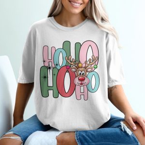 Ho Ho Ho T-Shirt, Reindeer Shirt, Christmas Shirt, Holiday T Shirt, Cute Christmas T Shirt, Gift For Her, Festive Tee, Christmas Tee Shirt