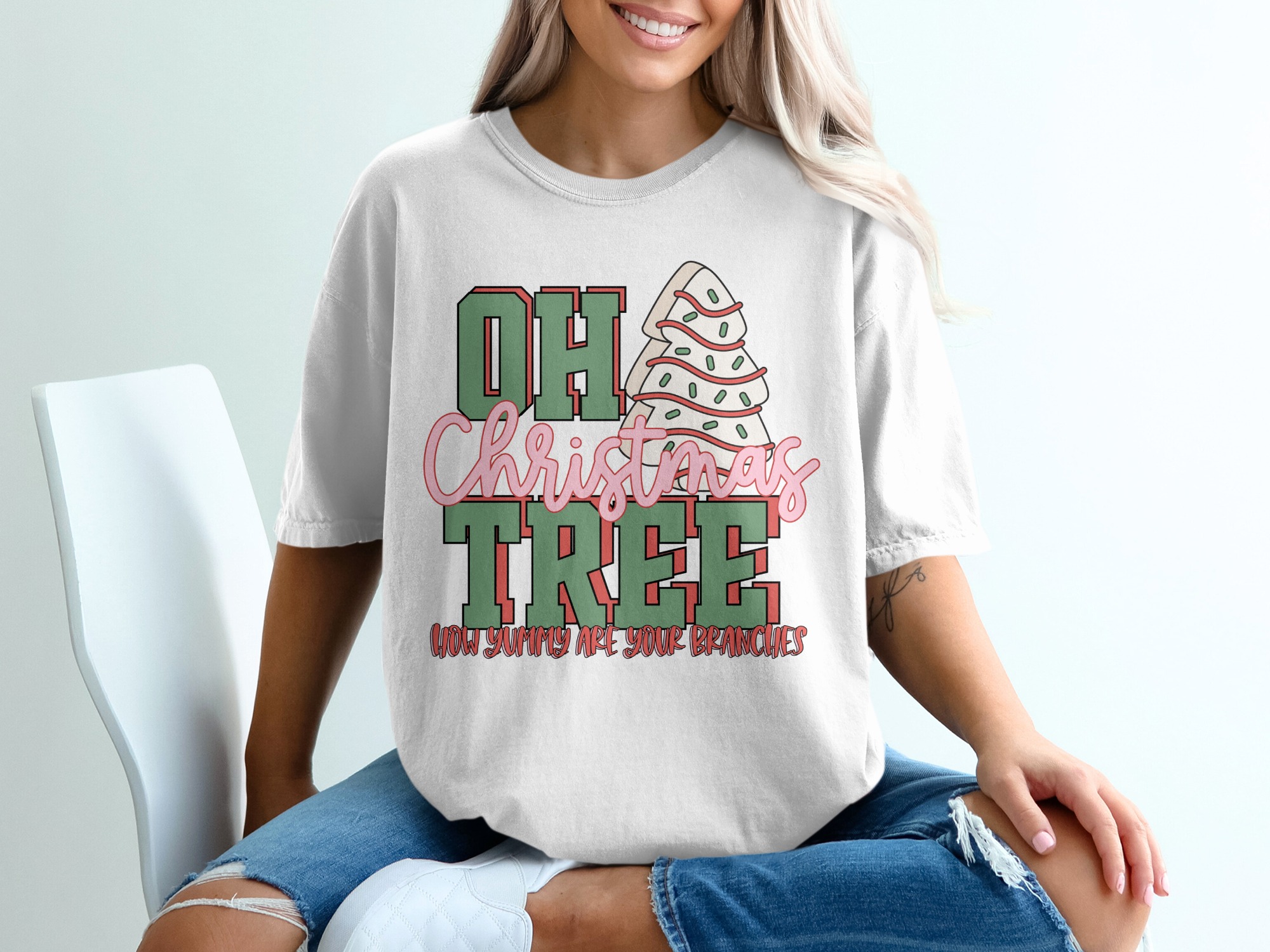Oh Christmas Tree T-Shirt, Yummy Branches, Holiday Shirt, Christmas Outfit, Festive Tee, Retro Christmas, Cute Holiday, Winter T-Shirt