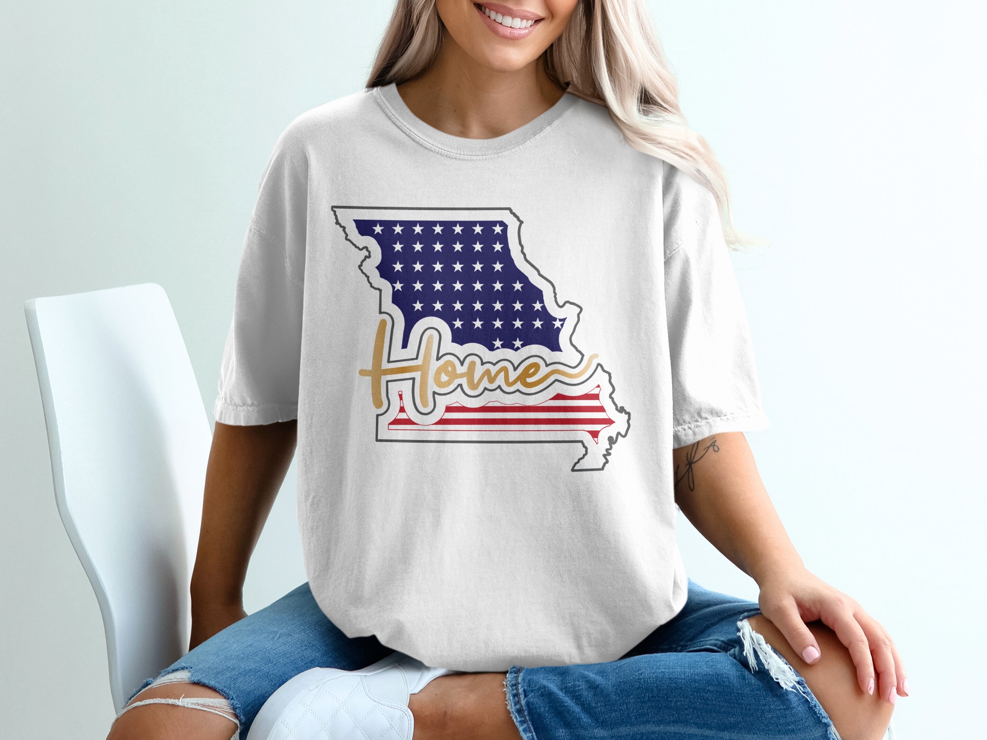 Missouri Home T-Shirt, Patriotic Design, USA Flag, State Pride, Gift Idea, Show Your Love