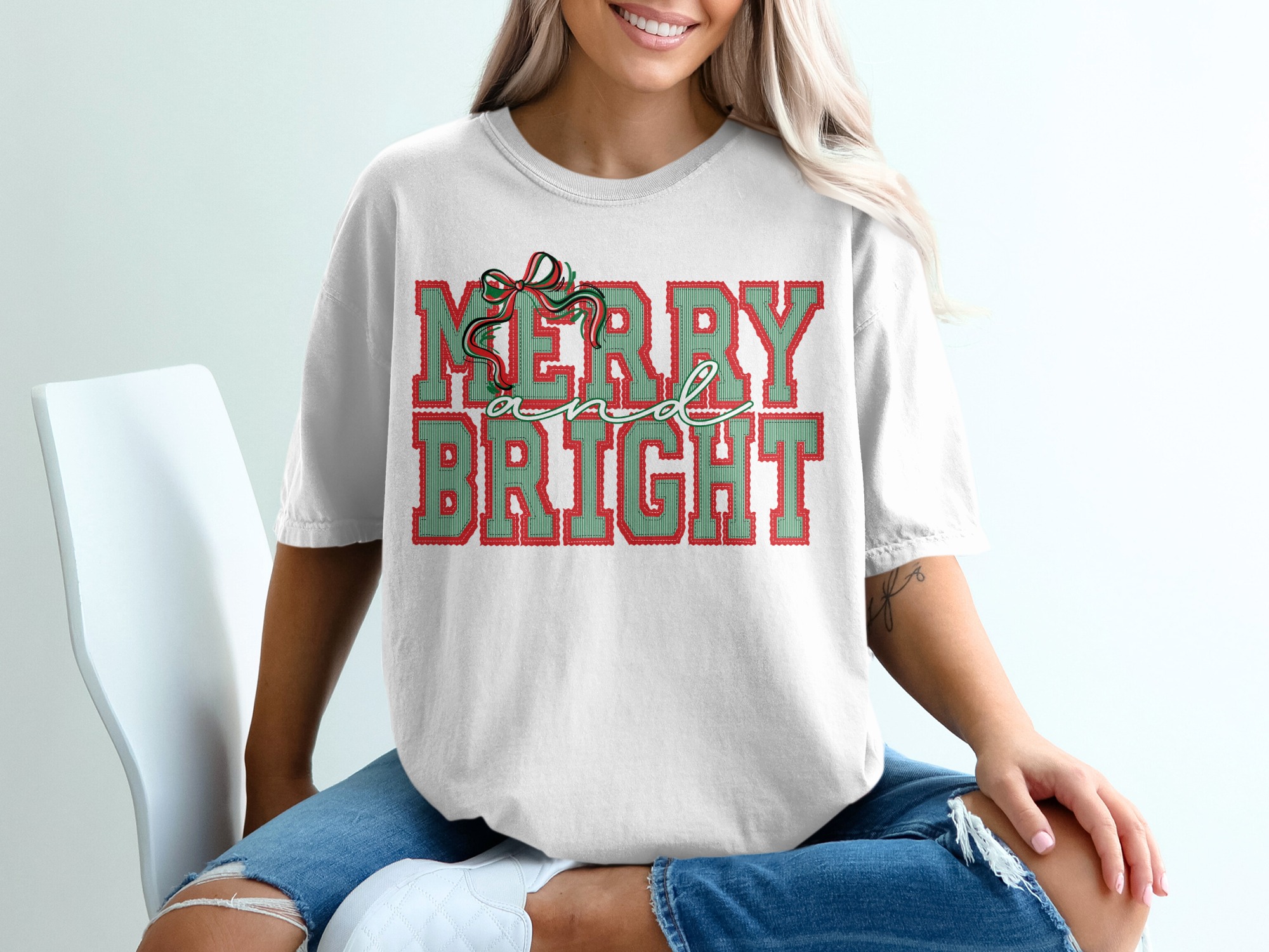 Merry and Bright T-Shirt, Holiday Shirt, Christmas T-Shirt, Festive Tee, Holiday Gift, Christmas Gift, Holiday Season Apparel