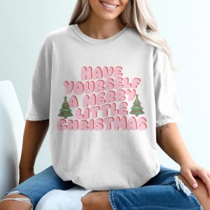 Merry Little Christmas T-Shirt, Retro Christmas Shirt, Holiday Tee, Christmas Trees Shirt, Festive Holiday T Shirt, Gift For Christmas