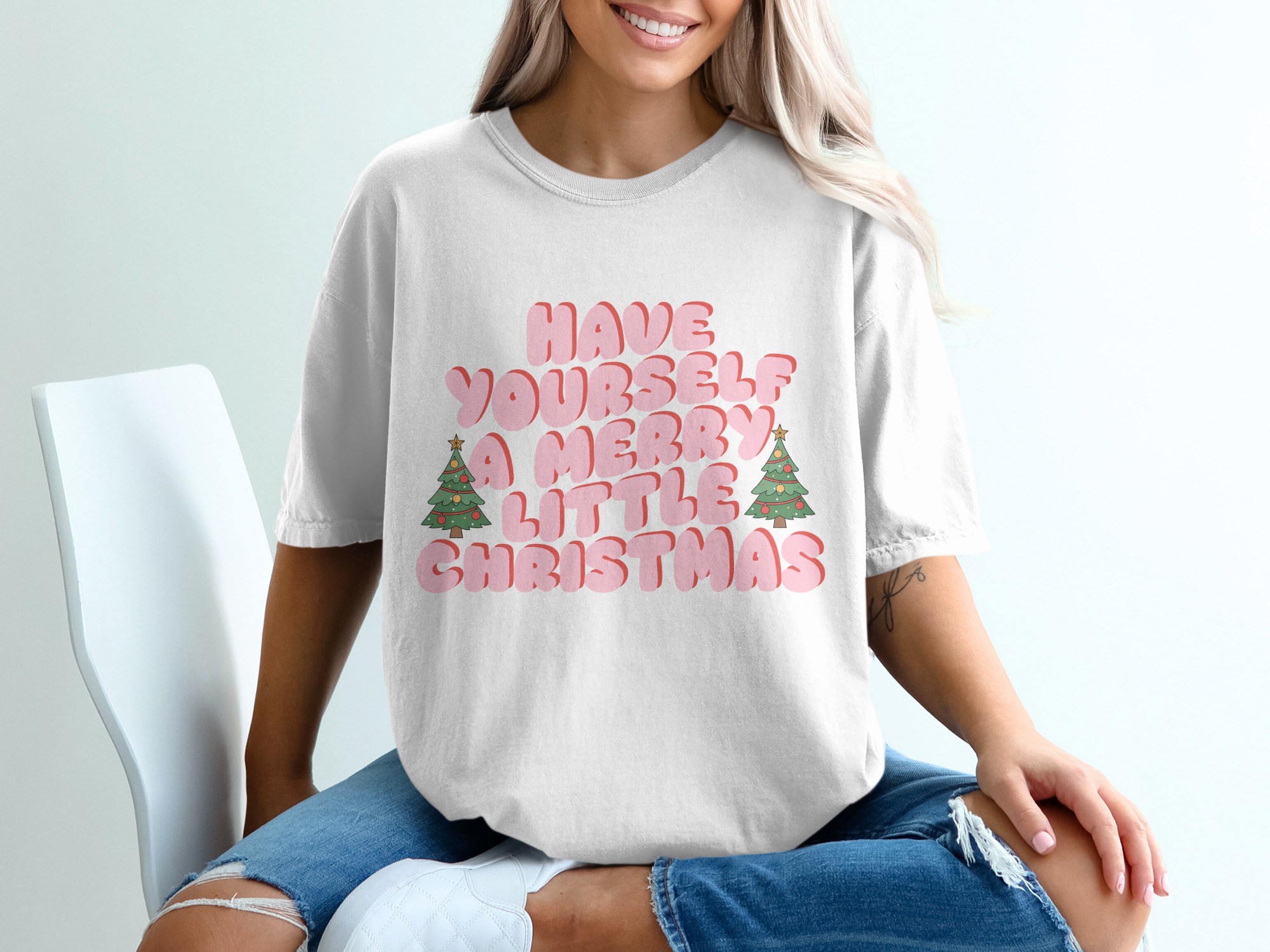 Merry Little Christmas T-Shirt, Retro Christmas Shirt, Holiday Tee, Christmas Trees Shirt, Festive Holiday T Shirt, Gift For Christmas