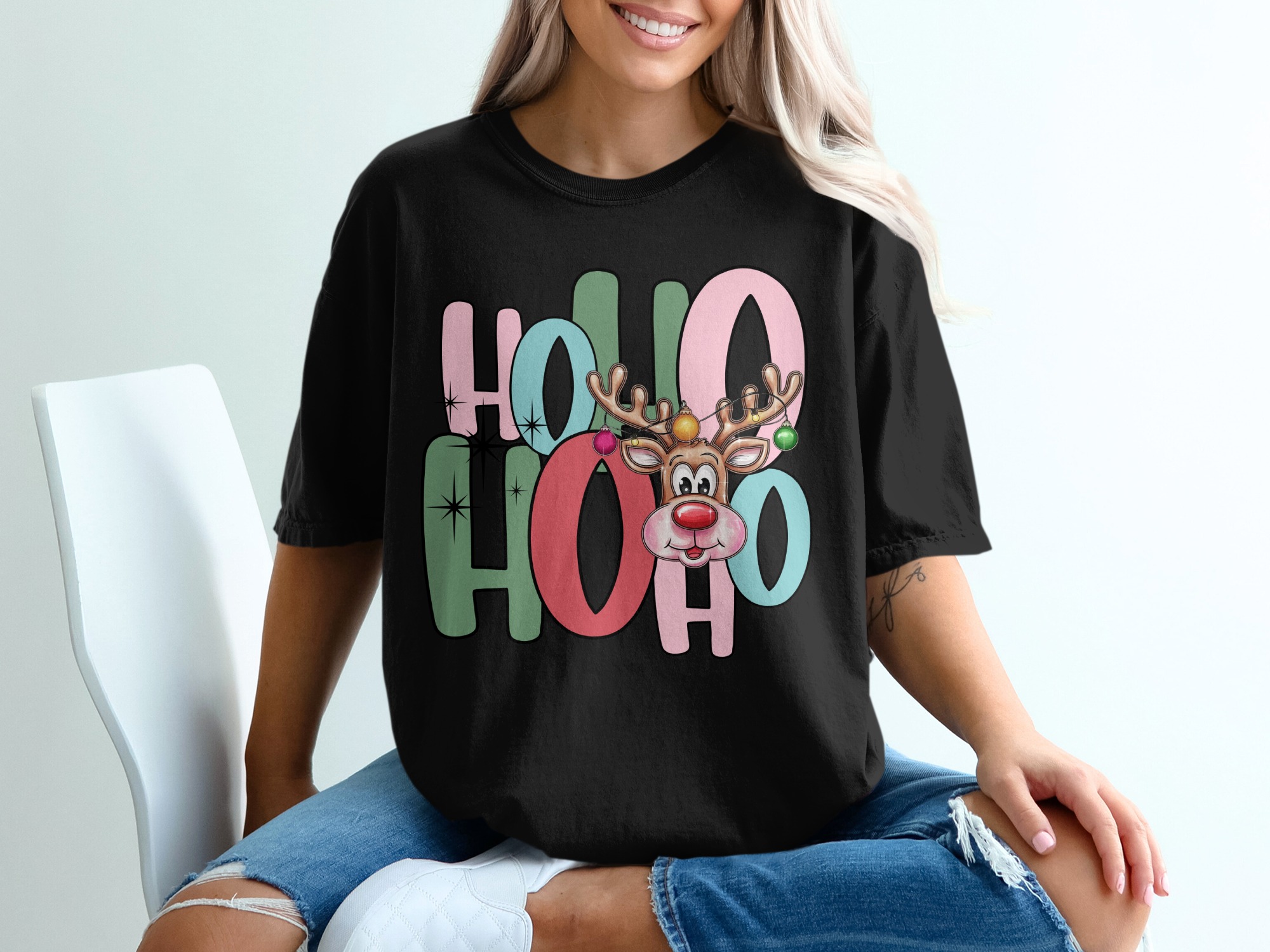 Ho Ho Ho T-Shirt, Reindeer Shirt, Christmas Shirt, Holiday T Shirt, Cute Christmas T Shirt, Gift For Her, Festive Tee, Christmas Tee Shirt - Image 2