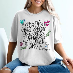 Romans 15 13 T-Shirt, Christian T-Shirt, Floral Heart T-Shirt, Bible Verse T-Shirt, Hope Joy Peace Shirt, Religious T-Shirt