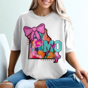 Missouri Floral State T-Shirt, MO Bow Tee, State Pride, Colorful Design, Unique Gift, Souvenir Shirt, Trendy Style, State Lover Apparel
