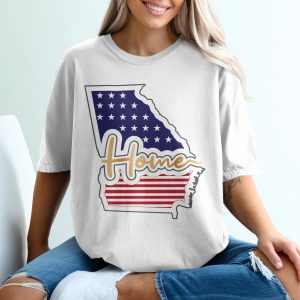 Georgia Home T-Shirt, USA Flag T Shirt, State Pride Tee, Patriotic Shirt, Gift for Georgian, Home State T-Shirt, American Flag Tee
