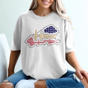 American Flag Home T-Shirt, Patriotic Design Shirt, USA Home Tee, Gift For American, Home State Pride, United States Map Shirt