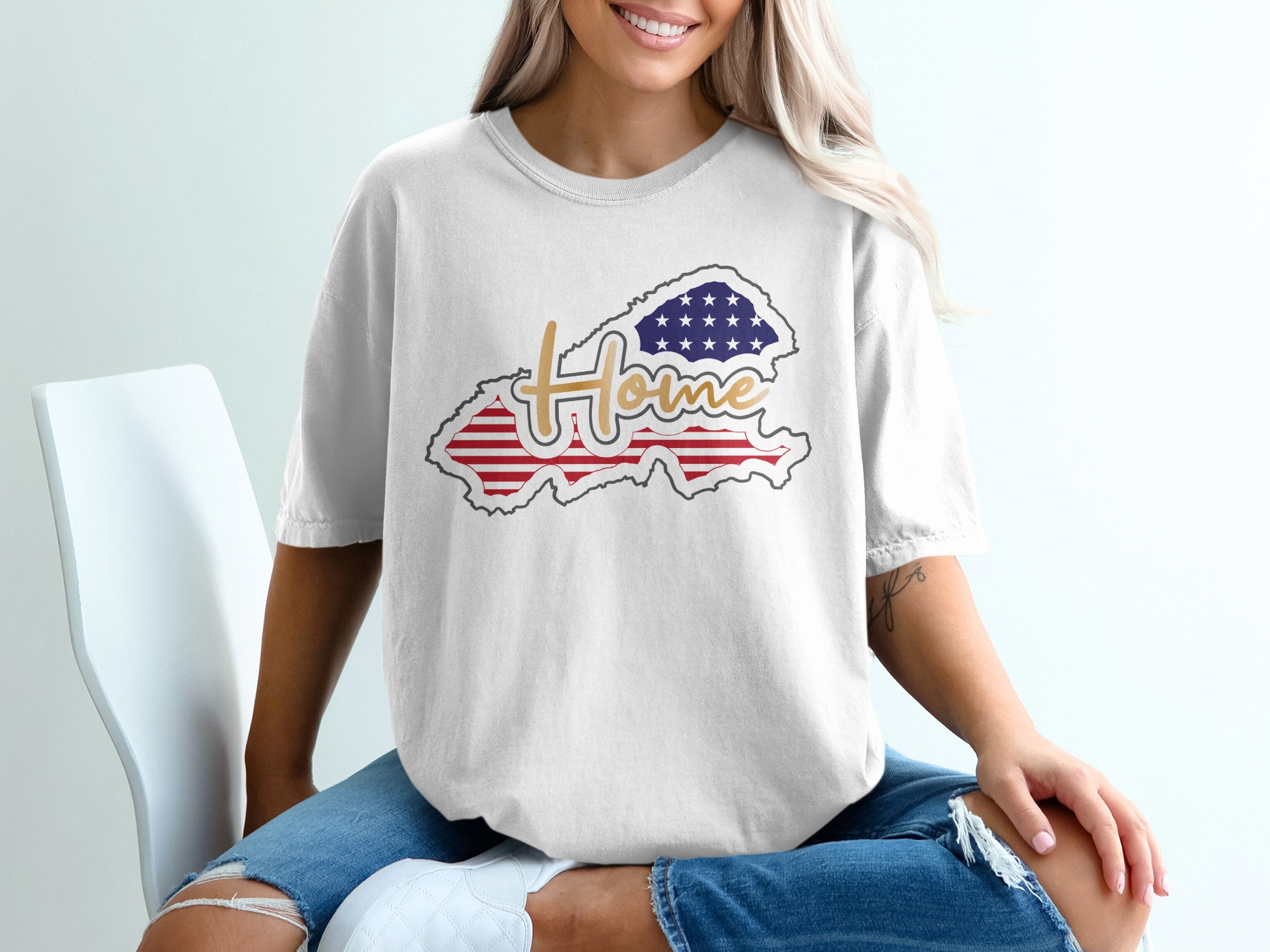 American Flag Home T-Shirt, Patriotic Design Shirt, USA Home Tee, Gift For American, Home State Pride, United States Map Shirt
