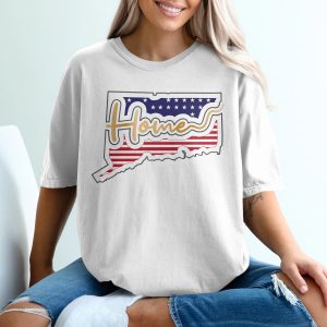 Connecticut Home T-Shirt, Patriotic CT State Tee, American Flag Home, New England Souvenir Shirt, CT Pride T-Shirt, Hometown Apparel