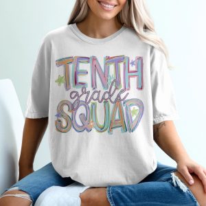 Tenth Grade Squad T-Shirt, Back To School Tee, Tenth Grade Teacher Shirt, Colorful School Group Matching Shirt, Student Group Tee