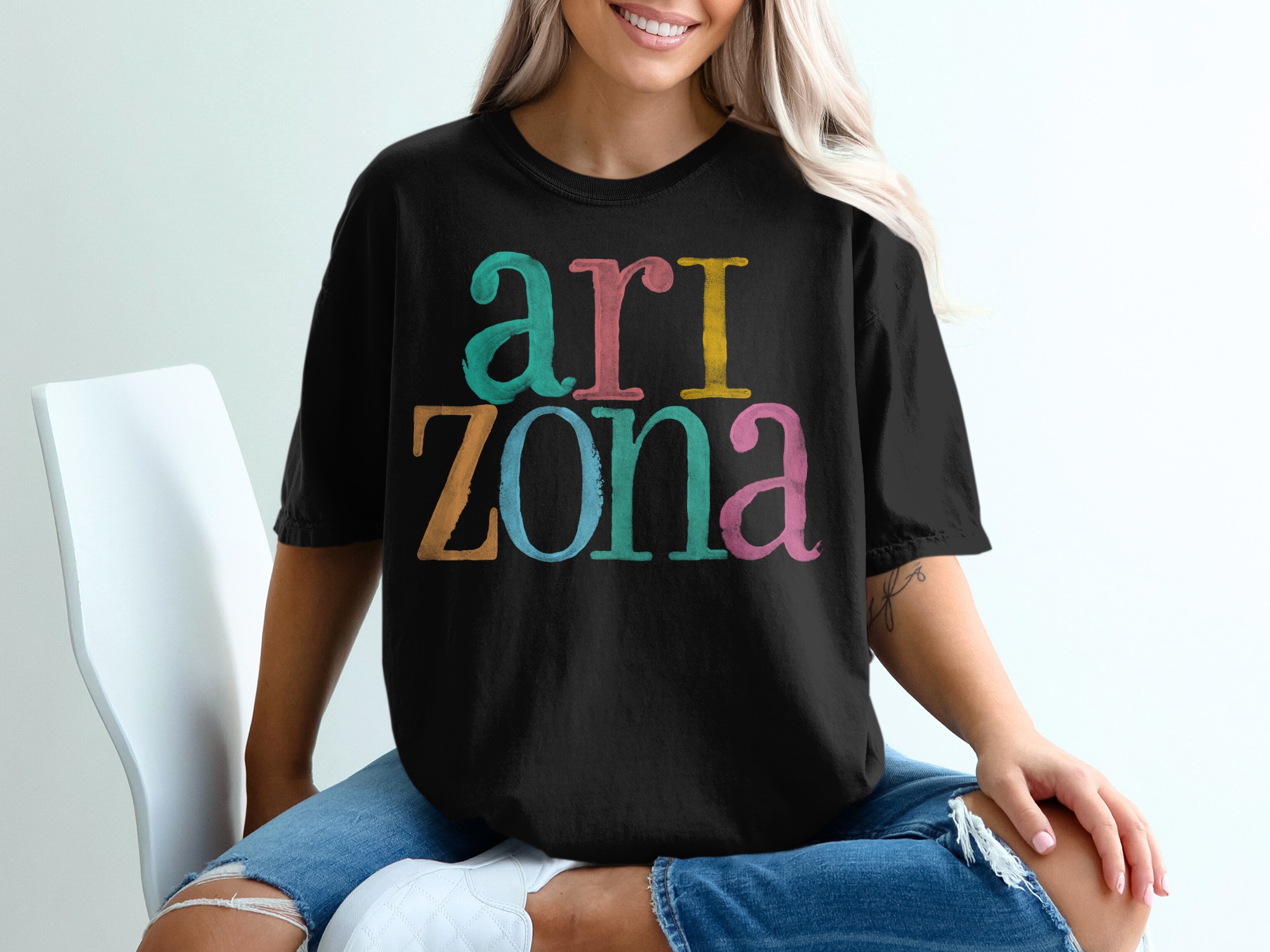 Colorful Arizona State Pride Graphic Design T-Shirt - Image 2
