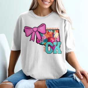 Oklahoma T-Shirt, OK State Pride, Bow, Colorful Design, Graphic Tee, Gift for Oklahoman, Trendy Shirt, Oklahoma Lover T-Shirt, Cute T-Shirt