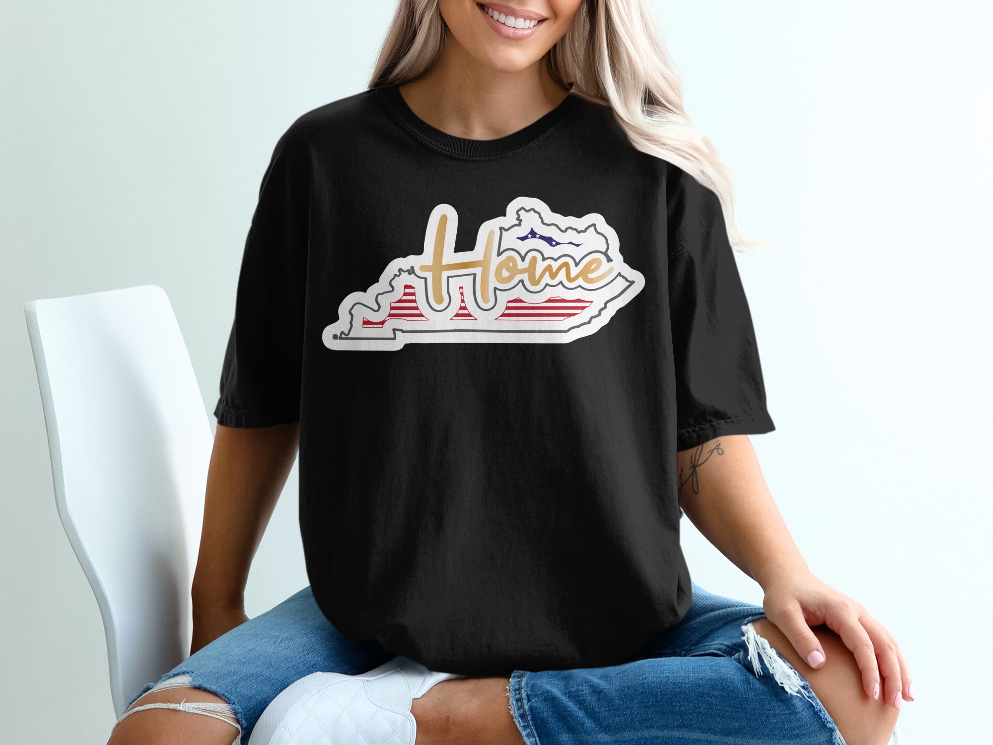 Kentucky Home T-Shirt, State Pride Tee, American Flag Shirt, Souvenir Top, Kentucky Gift Idea, USA Map Shirt, Hometown Apparel - Image 2