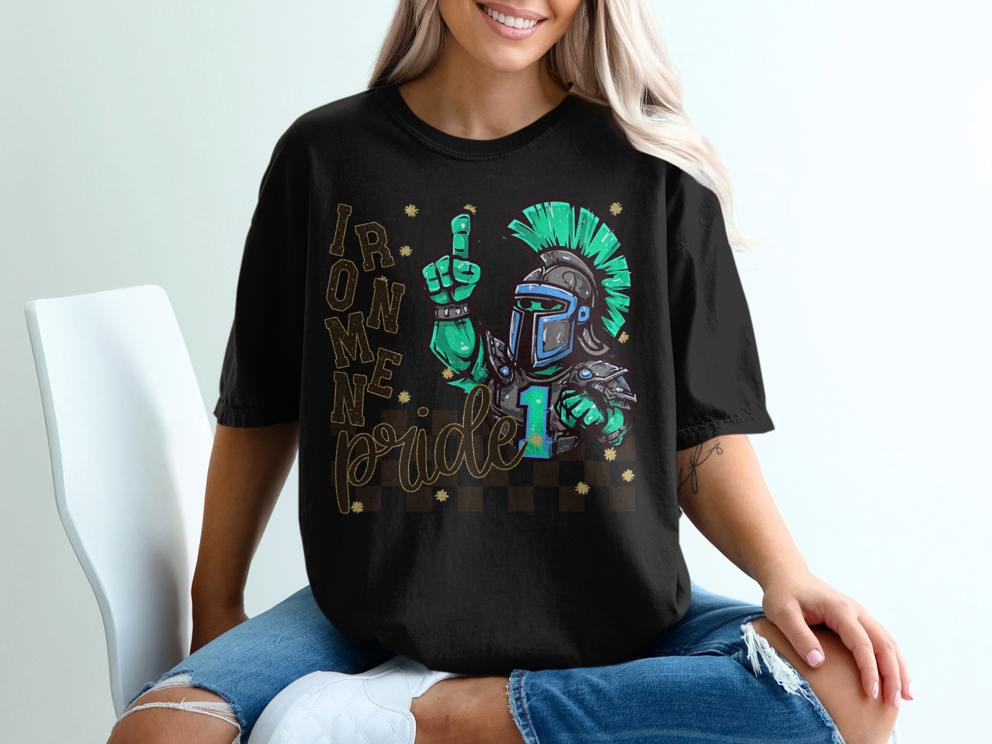 Iron Men Pride T-Shirt, Spartan Warrior Tee, Funny Middle Finger, Number One, Sporty Team Gift, Motivational Graphic, Custom Design - Image 2
