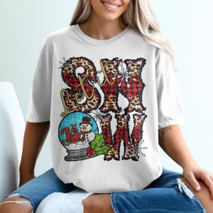 Let It Snow T Shirt, Leopard Plaid Shirt, Christmas Snowman Tee, Holiday Graphic Top, Winter Apparel, Festive Clothes, Gift Idea