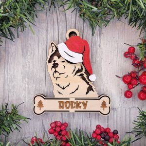 Custom AKITA INU Dog Ornament, Pet Memorial Ornament, Personalized Pet Wood Ornament, Dog Christmas Ornament, Pet Ornament, Holiday Decor, Dog Gift