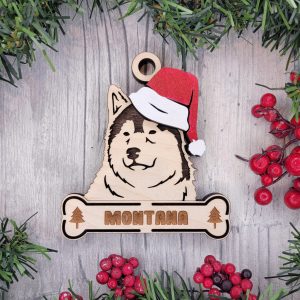 Custom ALASKAN MALAMUTE Dog Ornament, Pet Memorial Ornament, Personalized Pet Wood Ornament, Dog Christmas Ornament, Pet Ornament, Holiday Decor, Dog Gift
