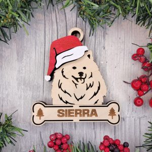 Custom AMERICAN ESKIMO Dog Ornament, Pet Memorial Ornament, Personalized Pet Wood Ornament, Dog Christmas Ornament, Pet Ornament, Holiday Decor, Dog Gift