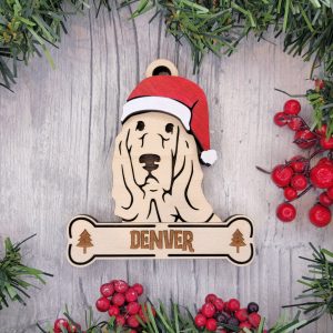 Custom BASSET HOUND Dog Ornament, Pet Memorial Ornament, Personalized Pet Wood Ornament, Dog Christmas Ornament, Pet Ornament, Holiday Decor, Dog Gift